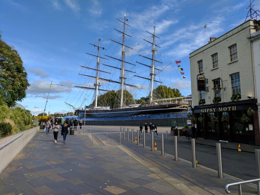 The Cutty Sark as you approach it