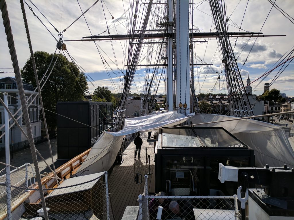 On the deck of the Cutty Sark, from the bow looking backwards