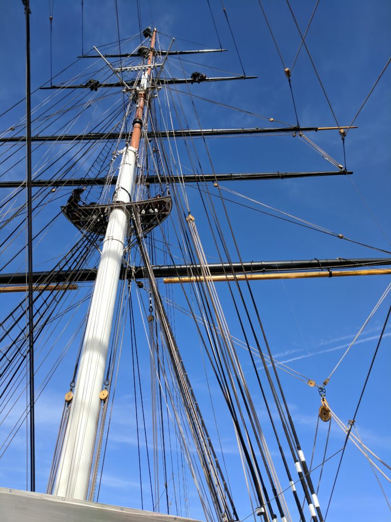 The rigging and mast of the Cutty Sark