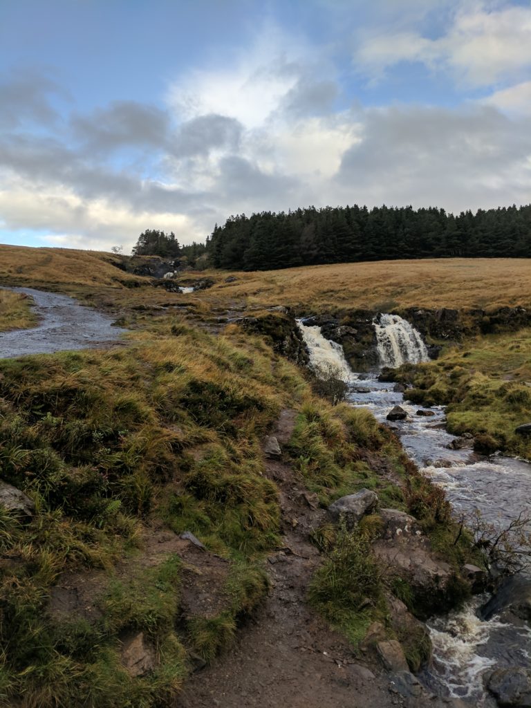 Some waterfalls along the trail at the Fairy Pools