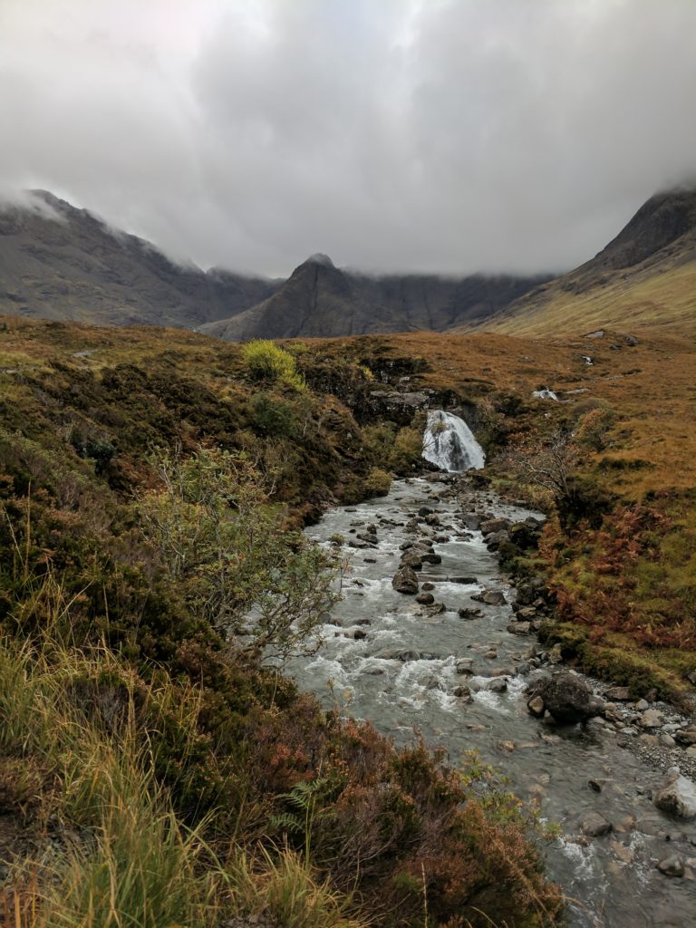 Some waterfalls along the trail at the Fairy Pools