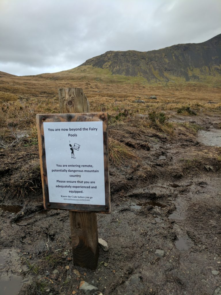 The end of the Fairy Pools trail