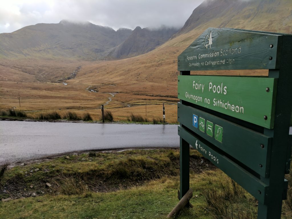 Sign showing you're at the Fairy Pools