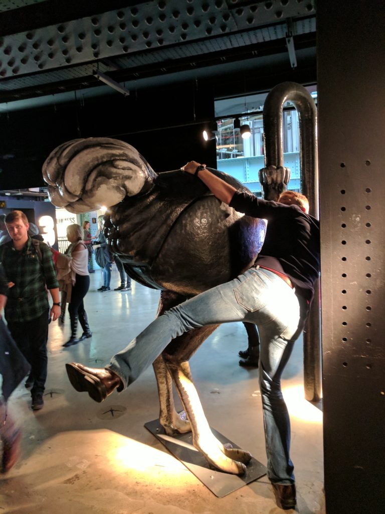 Karl falling off the Guinness ostrich