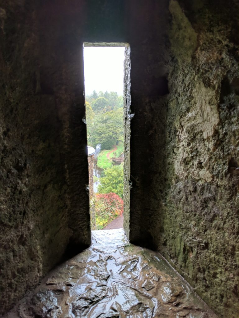 Looking out a window at Blarney Castle