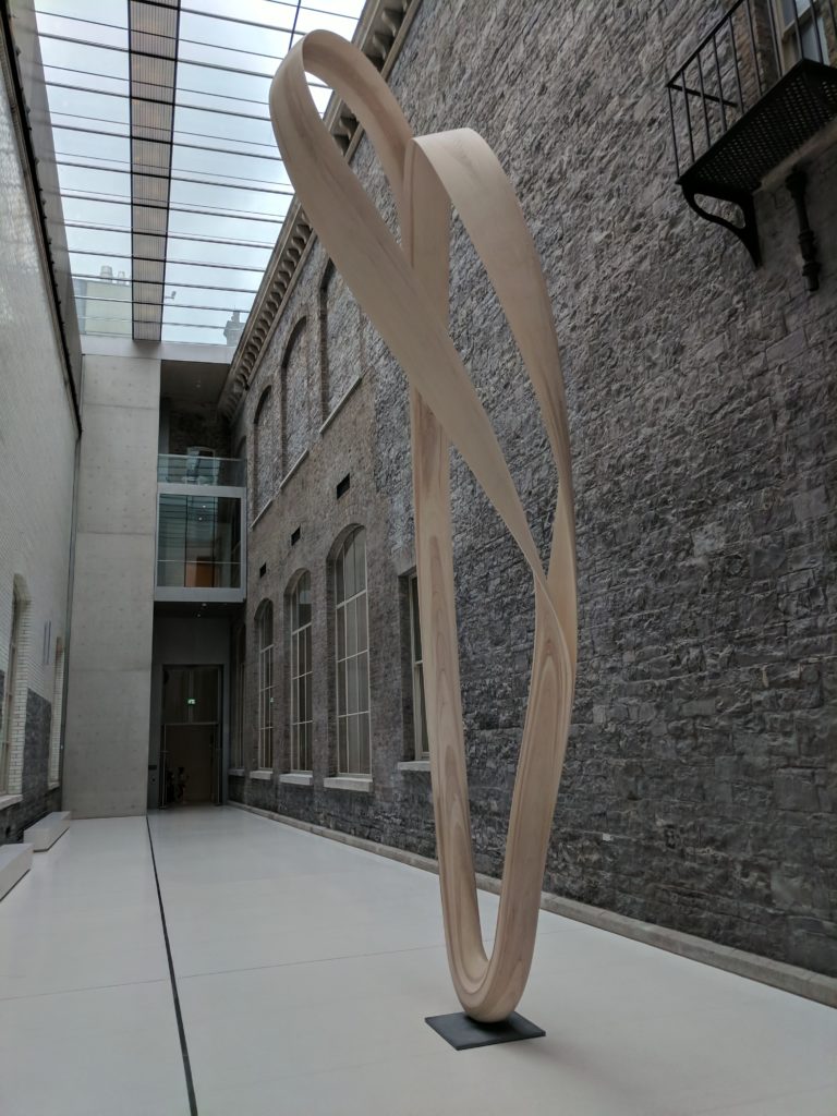 A large wooden sculpture in Dublin